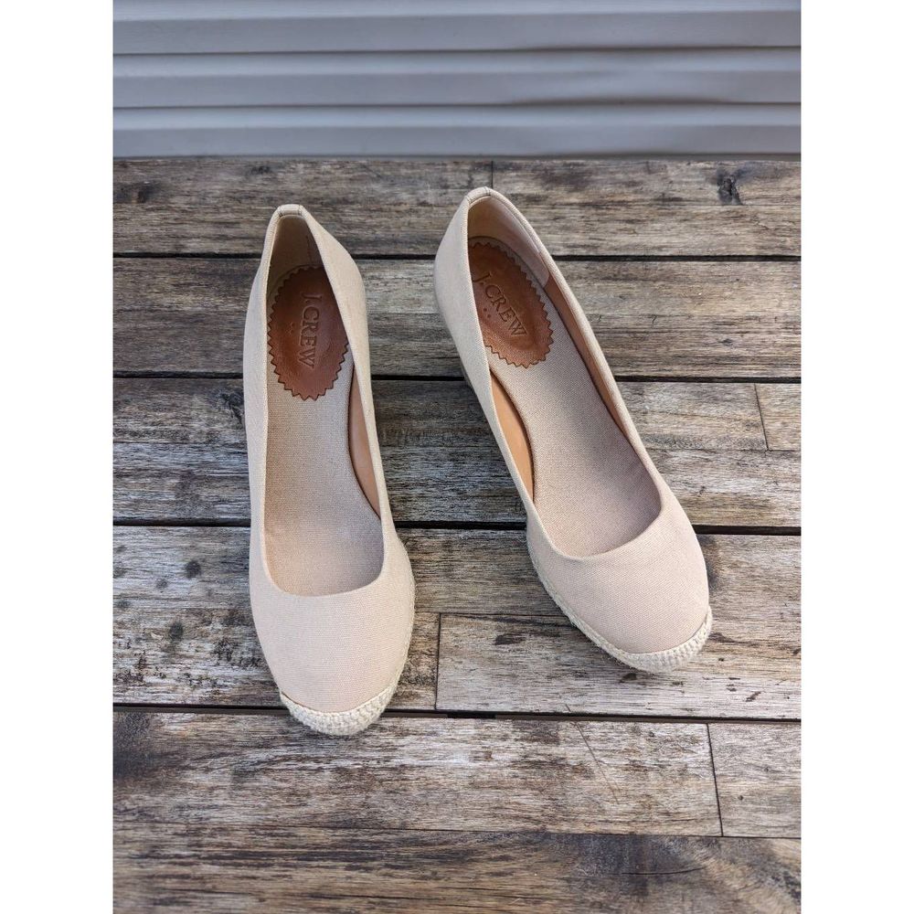J. Crew (factory) Canvas Espadrilles Wedges women's size 7 cream off white